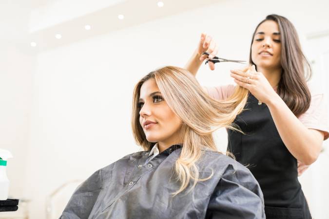 woman in a hair salon