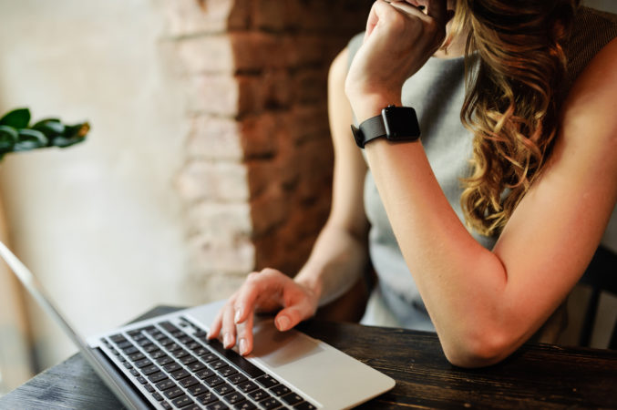 woman working on computer